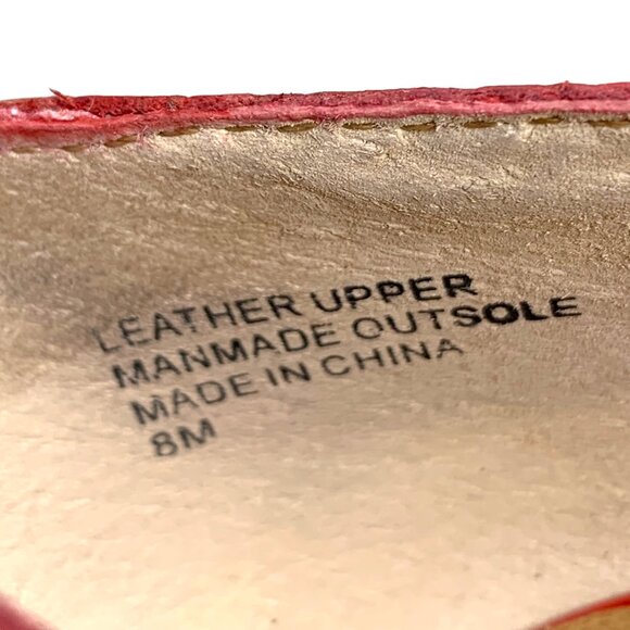 Saks‎ Fifth Avenue Coral Leather Horse Bit Peep Toe Wedge Pump - Picture 5 of 11